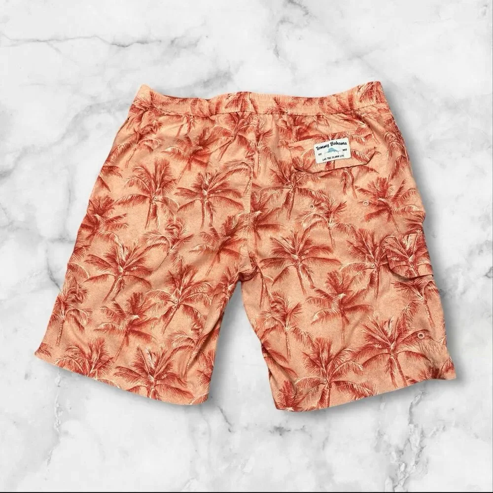Tommy Bahama Swim Shorts‎ Mens Large  Palm Tree Lined Swimmer Beach Surfer